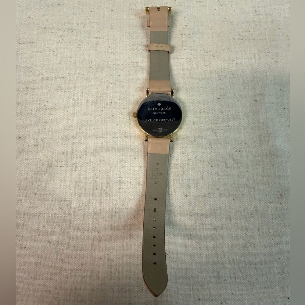 Kate Spade Metro 5 O’clock Somewhere Watch with Beige Leather Band New Battery - Picture 6 of 8